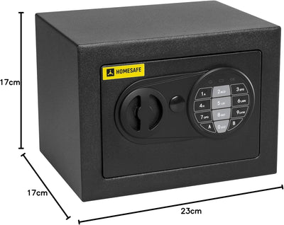Homesafe HV17E Tresor Safe mit Elektronischem Schloss, 17x23x17cm (HxWxD), Carbon Satin Schwarz, 17x