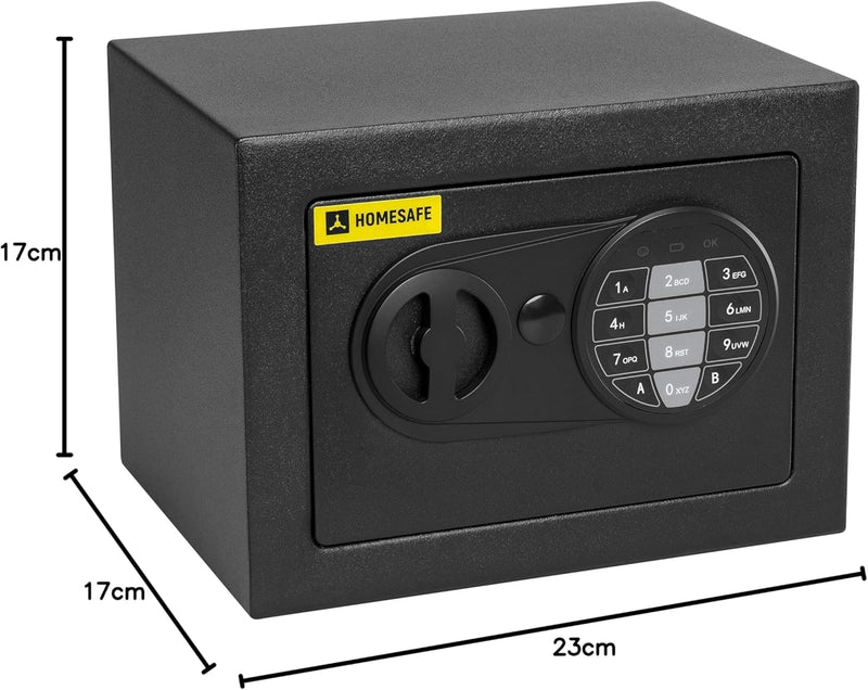 Homesafe HV17E Tresor Safe mit Elektronischem Schloss, 17x23x17cm (HxWxD), Carbon Satin Schwarz, 17x