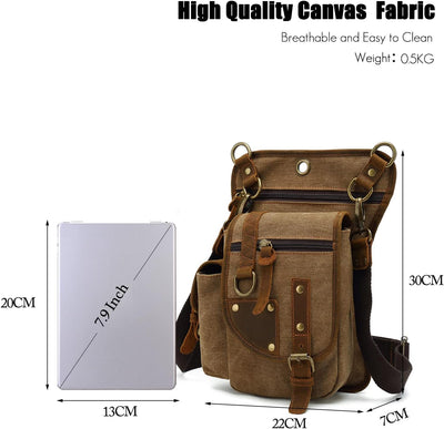 FANDARE Beintasche Herren Hüfttasche Brusttasche Canvas Beinbeutel Sling Bag Damen Sling Bag Schulra