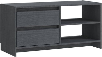 homiuse TV-Schrank TV Lowboard Grau 80x31x39 cm Massivholz Kiefer TV Board Fernsehschrank Fernsehtis