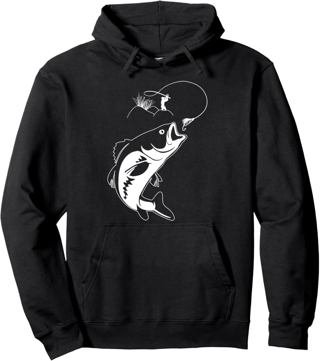Fliegenfischen mit Angelrute und Fliege für Fliegenfischer Pullover Hoodie