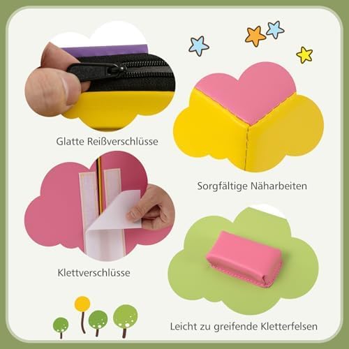 FANTASK 6 TLG. Schamstoff Bausteine Kinder, Softbausteine mit Kletterfelsen zum Klettern & Krabbeln