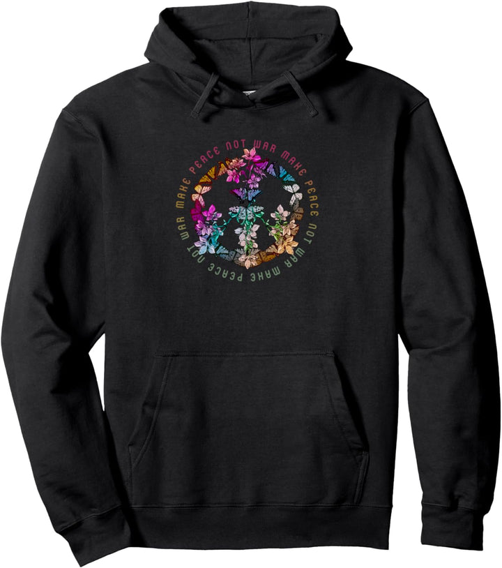 Peace Zeichen - Friedenszeichen mit Schmetterlingen Pullover Hoodie