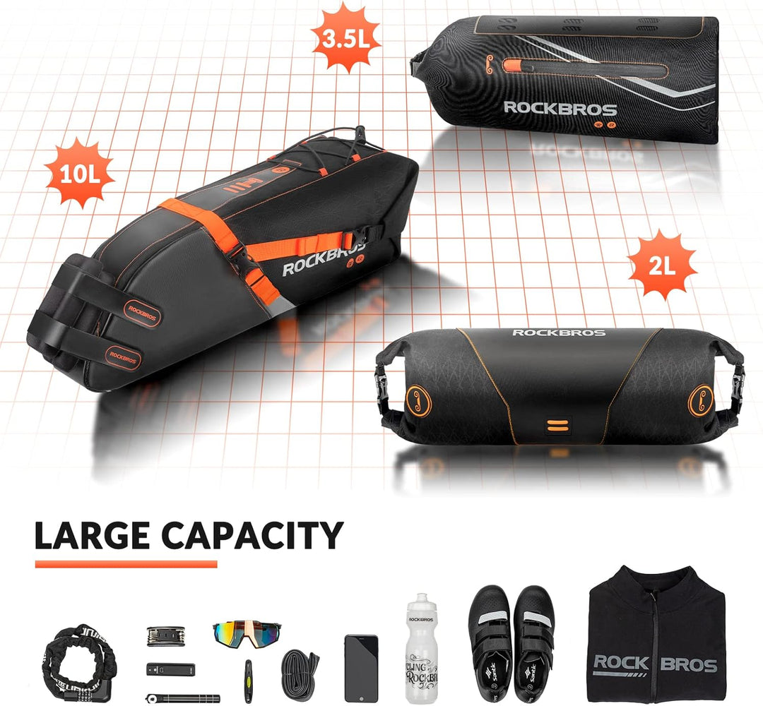 ROCKBROS Fahrradtaschen Set wasserdichte Lenkertasche + Rahmentasche + Satteltasche für Fahrrad, Bik