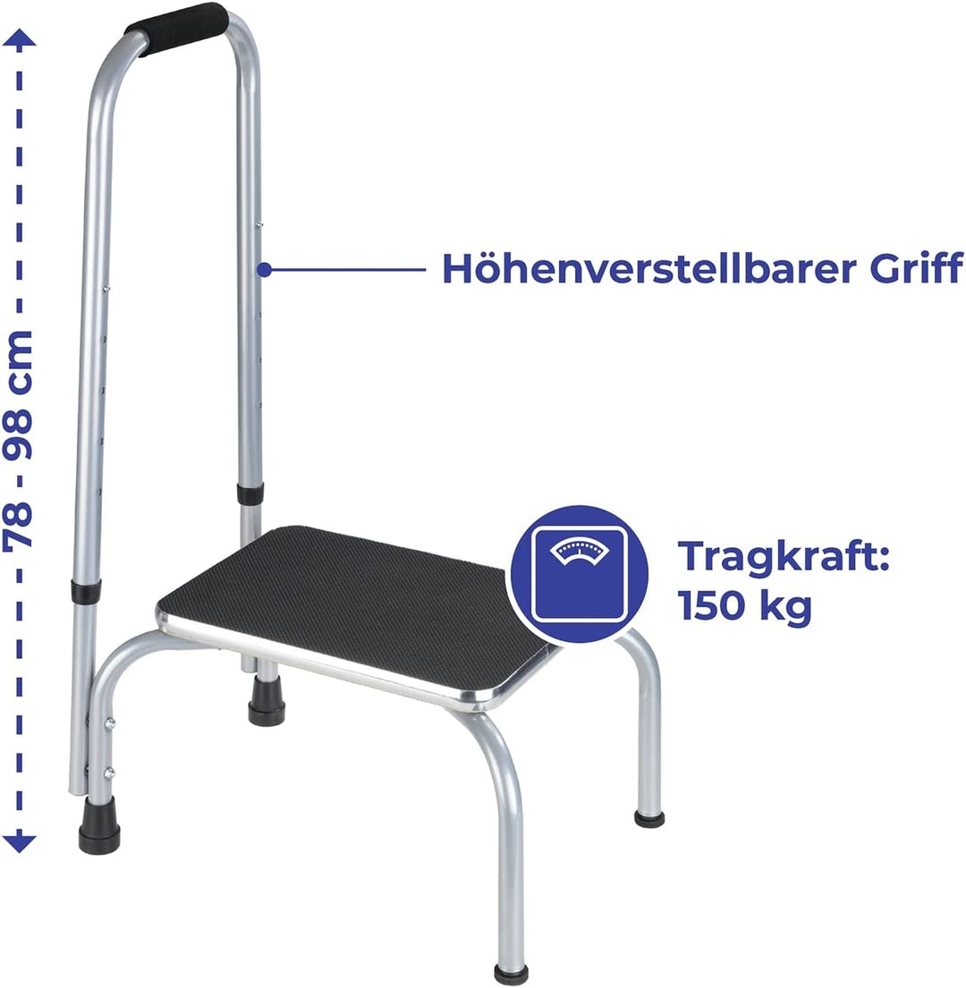 Maximex Sicherheits-Tritt SECURA - Rutschsicherer Haushaltstritt, pulverbeschichtetes Metall, 26.5 x