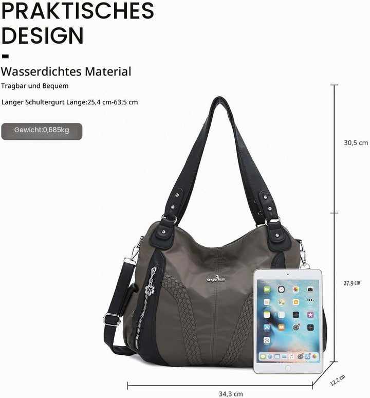 Angel Kiss Handtasche Damen Schultertasche Multifunktionale Umhängetaschen Wasserdicht PU Veganes Le