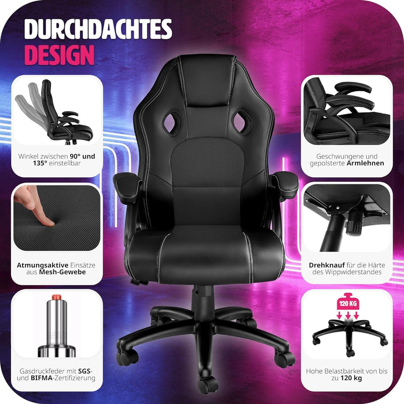 TecTake Sportsitz Chefsessel Stuhl ergonomischer Gaming Bürostuhl Racing Schalensitz - Diverse Farbe