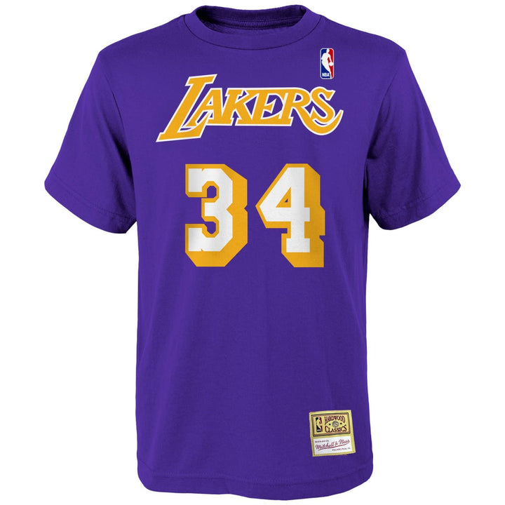Mitchell & Ness Name & Number T-Shirt (NBA | HWC | NFL) Shaquille O´neal - Purple XL, Shaquille O´ne