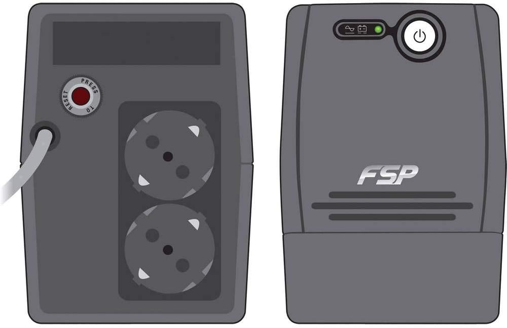 FSP Fortron FP 600 Line-Interactive USV 600 VA / 360 W, 2X Schuko, Eingang Spannungsumfang 162-290 V