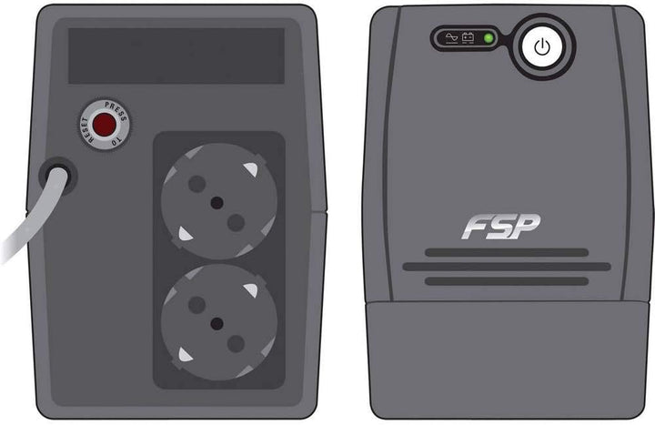FSP Fortron FP 600 Line-Interactive USV 600 VA / 360 W, 2X Schuko, Eingang Spannungsumfang 162-290 V