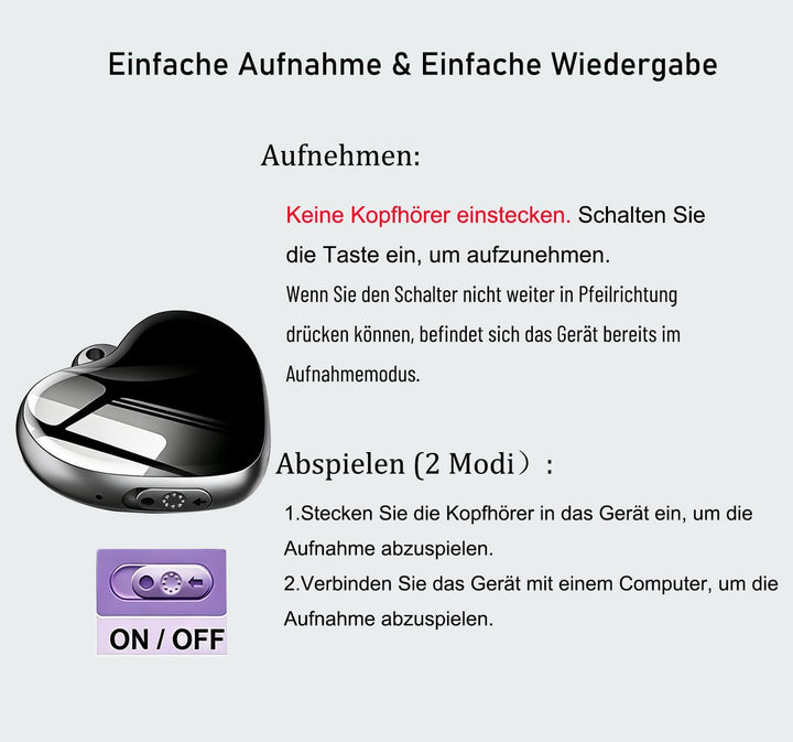 16G Mini abhörgerät Micro Diktiergerät mit Voice Activated Micro Halskette Recorder digital Voice Re