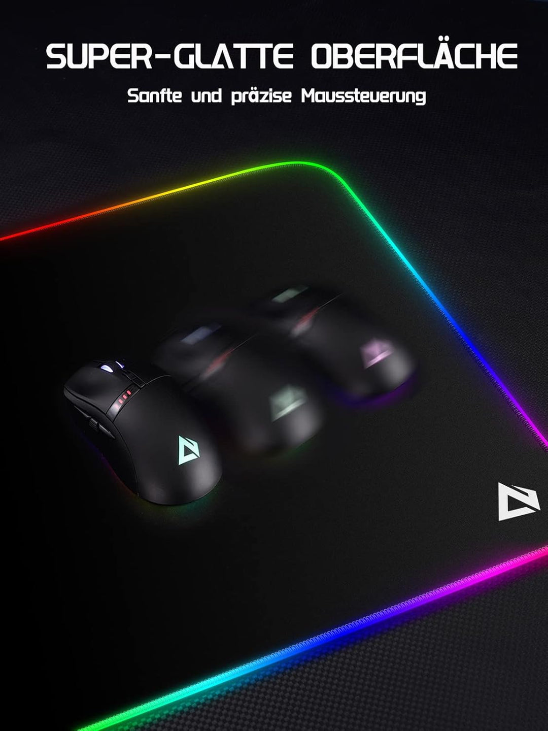 EASEMO Gaming Mauspad, RGB Mousepad, XXL gross (900 x 400 x 4 mm) mit 7 LED-Farben, 11 Beleuchtungsm
