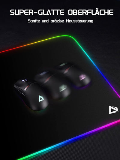 EASEMO Gaming Mauspad, RGB Mousepad, XXL gross (900 x 400 x 4 mm) mit 7 LED-Farben, 11 Beleuchtungsm