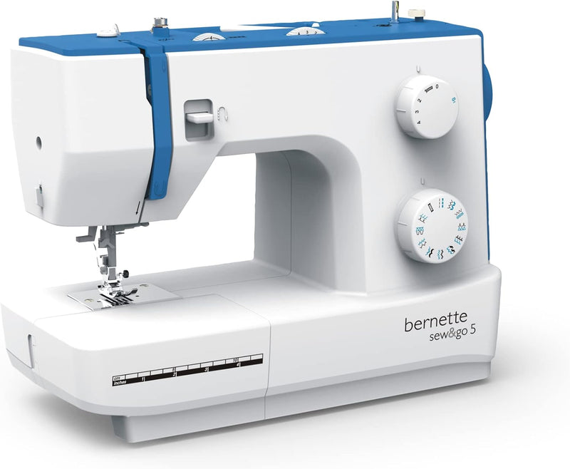 bernette sew&go 5 - Freiarm Nähmaschine, einfache Bedienung, Einfädelhilfe, Fadenabschneider, 23 Näh