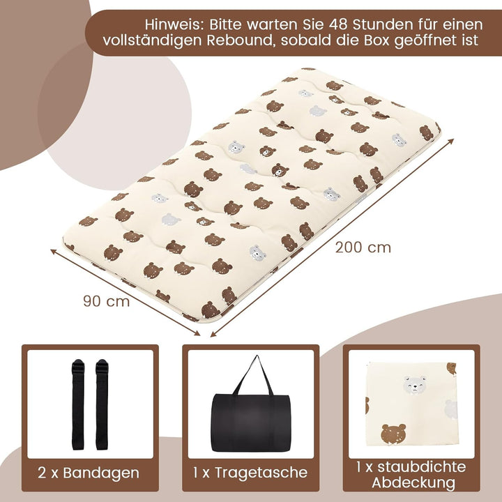 COSTWAY Japanische Futon Matratze, Tatami-Matte, Bodenmatratze, Klappmatratze mit waschbarem Bezug,
