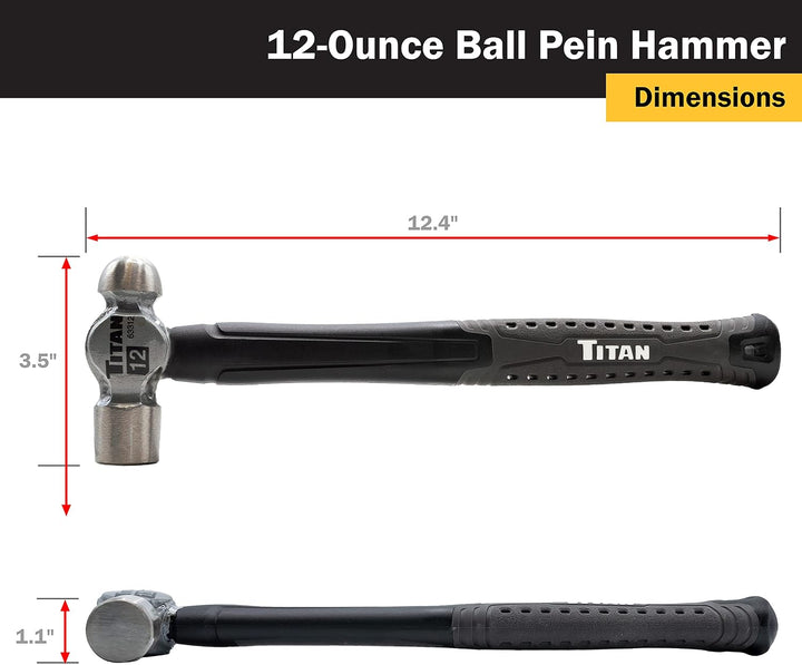 Titan 63312 Kugelhammer, geschmiedeter Stahlkopf, 30,5 cm, stossdämpfender Fiberglasgriff mit Strukt