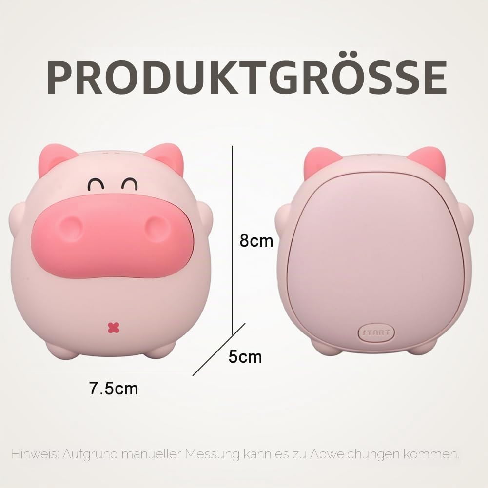 Niedlicher Schweine-Handwärmer, USB-Handwärmer mit Licht, Wiederaufladbarer Handwärmer, Elektrischer