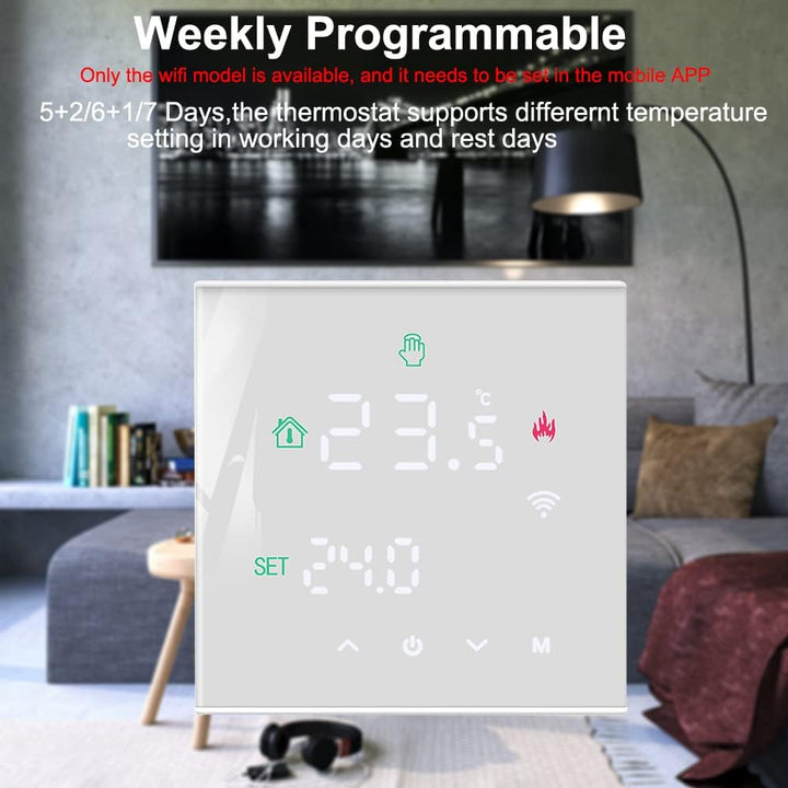 Smart Thermostat Touch Screen WiFi Enabled Programmable Temperature Control for Electric Heating/Gas