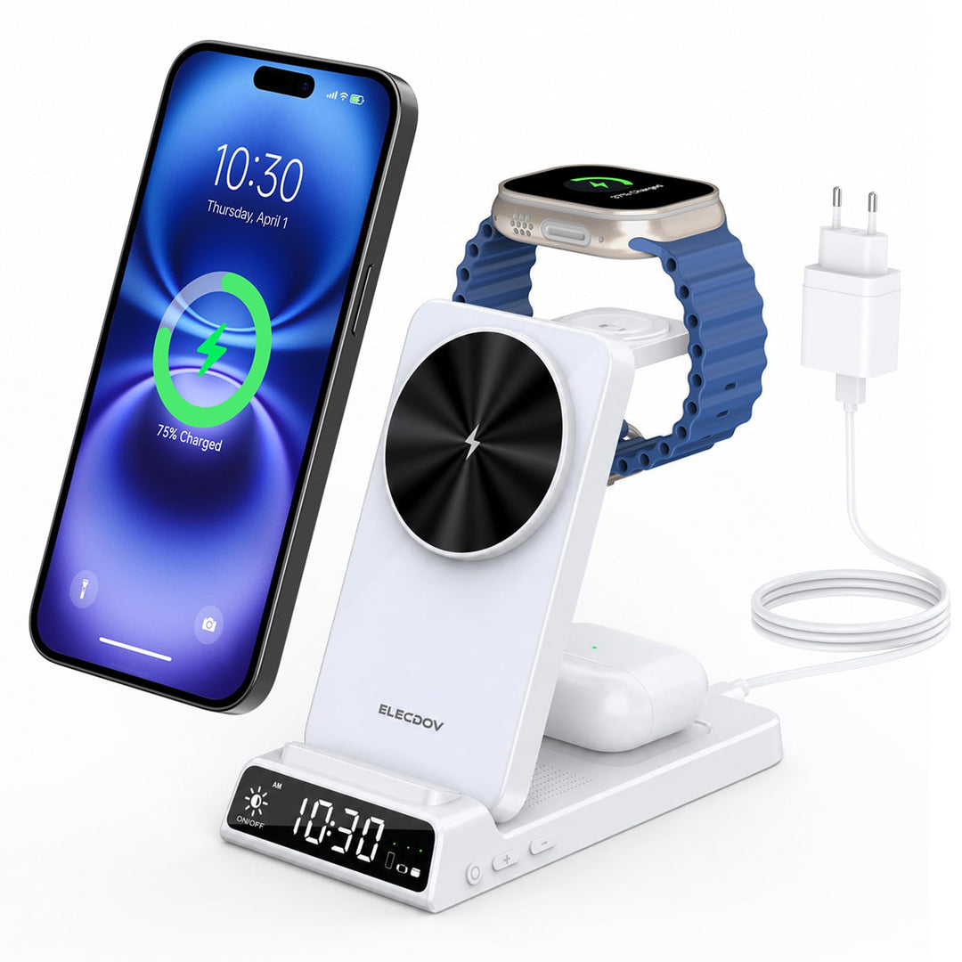 Mag-Safe Ladestation für Apple Watch und iPhone, 3 in 1 Induktive Ladestation ladegerät für iPhone 1