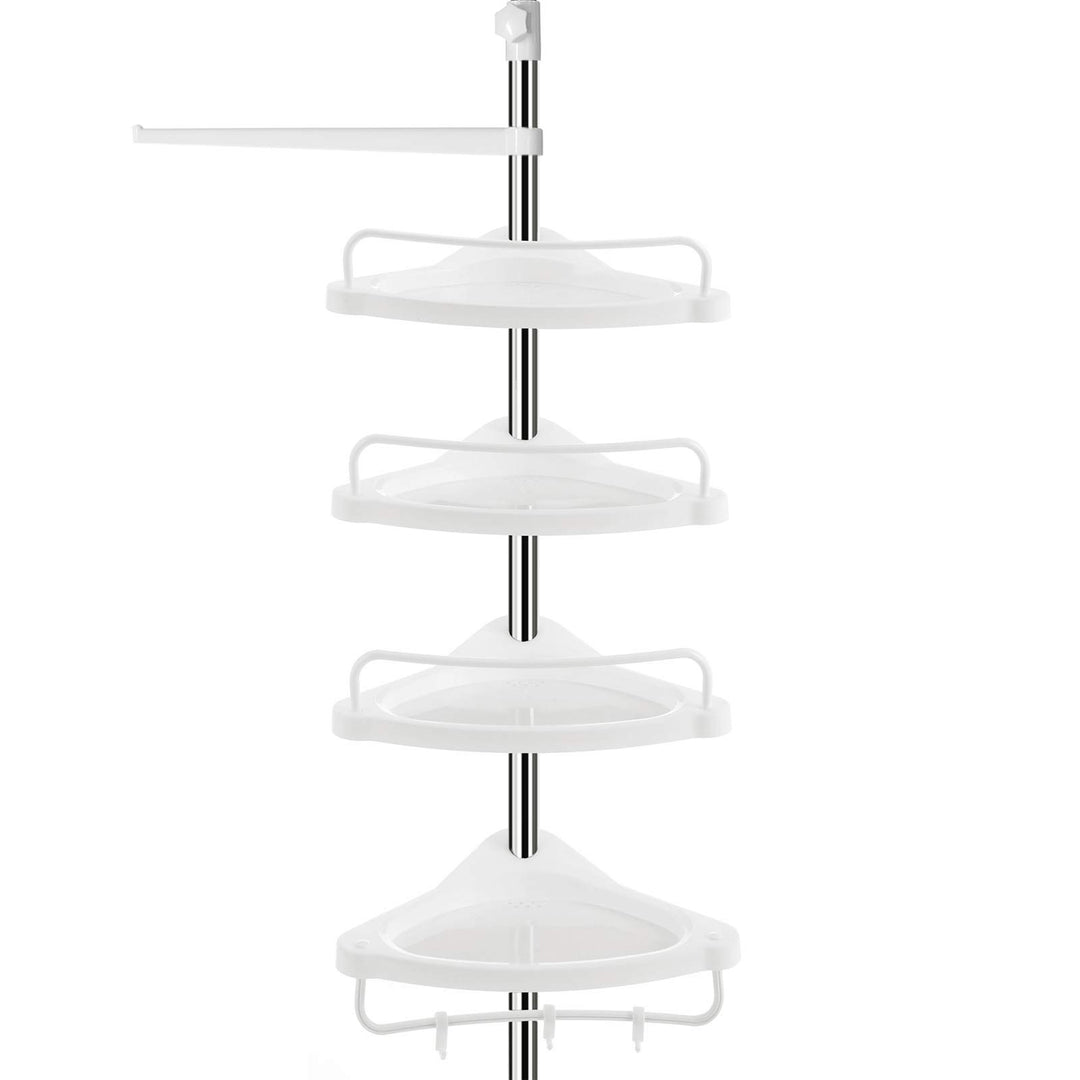 SONGMICS Duschregal höhenverstellbar, Eckregal fürs Badezimmer, Badregal, 95-300 cm, Boden bis Decke