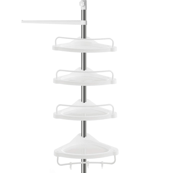 SONGMICS Duschregal höhenverstellbar, Eckregal fürs Badezimmer, Badregal, 95-300 cm, Boden bis Decke