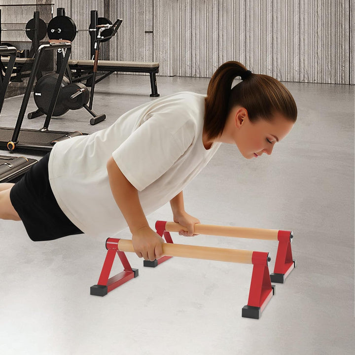 Parallettes Liegestützgriffe Handstand Griffe 400kg Holz und Metall - Rutschfeste Handstand Griffe/D