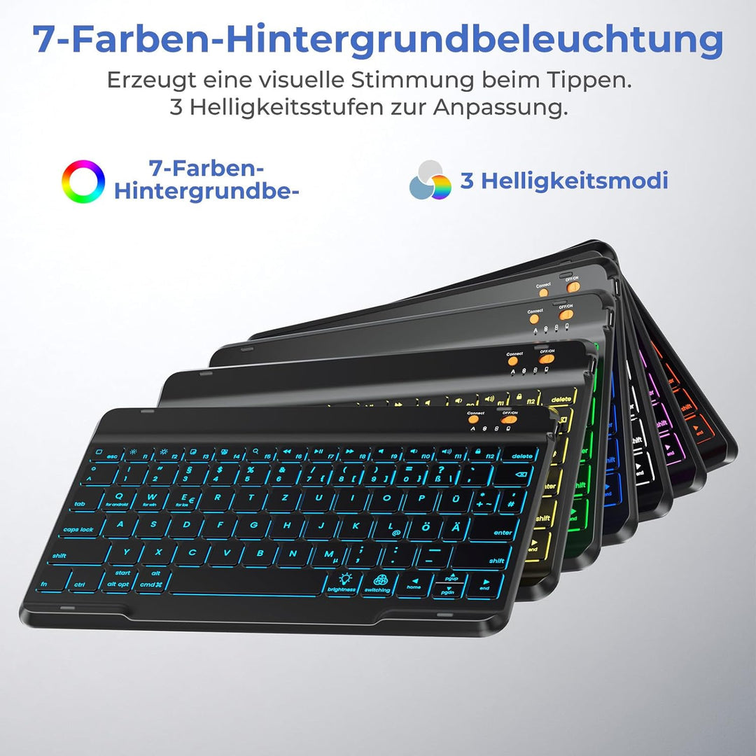 OYEEICE Hülle mit Tastatur für iPad 9/8/ 7 Generation 10,2 Zoll, Vergrösserte Anti-Falloff Tastenkap