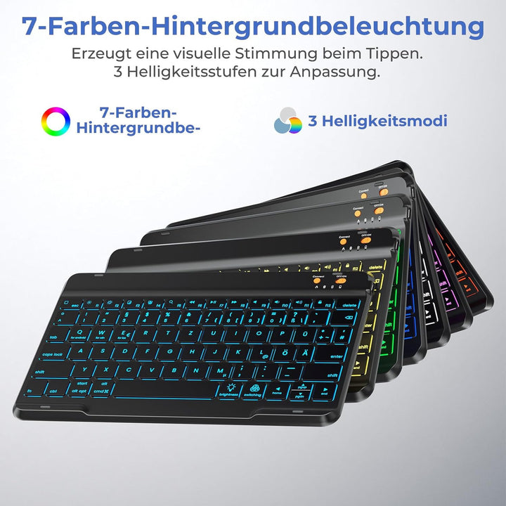 OYEEICE Hülle mit Tastatur für iPad 9/8/ 7 Generation 10,2 Zoll, Vergrösserte Anti-Falloff Tastenkap