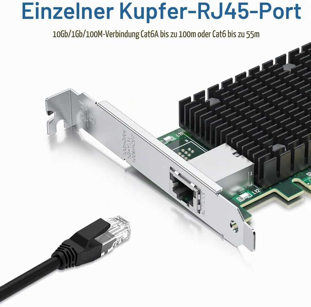 H!Fiber.com 10G Ethernet Netzwerk-Karte,RJ45 NIC,10GbE CNA,funktional kompatibel zu X540-T1,mit Inte