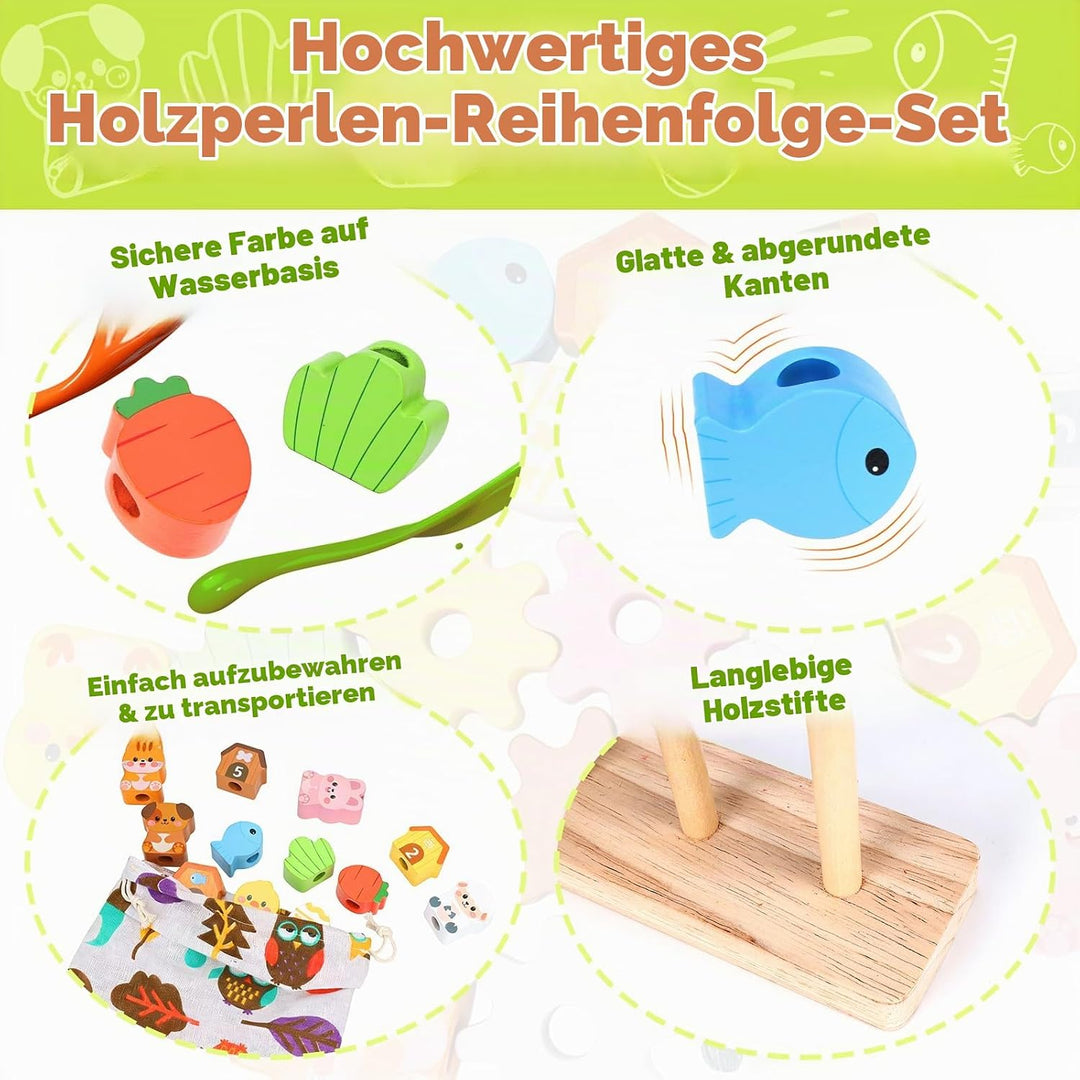 Montessori Spielzeug ab 2 3 4 Jahre: Geschenk Mädchen 2-5 Jahre Junge Holzspielzeug Fädelspiel Baust