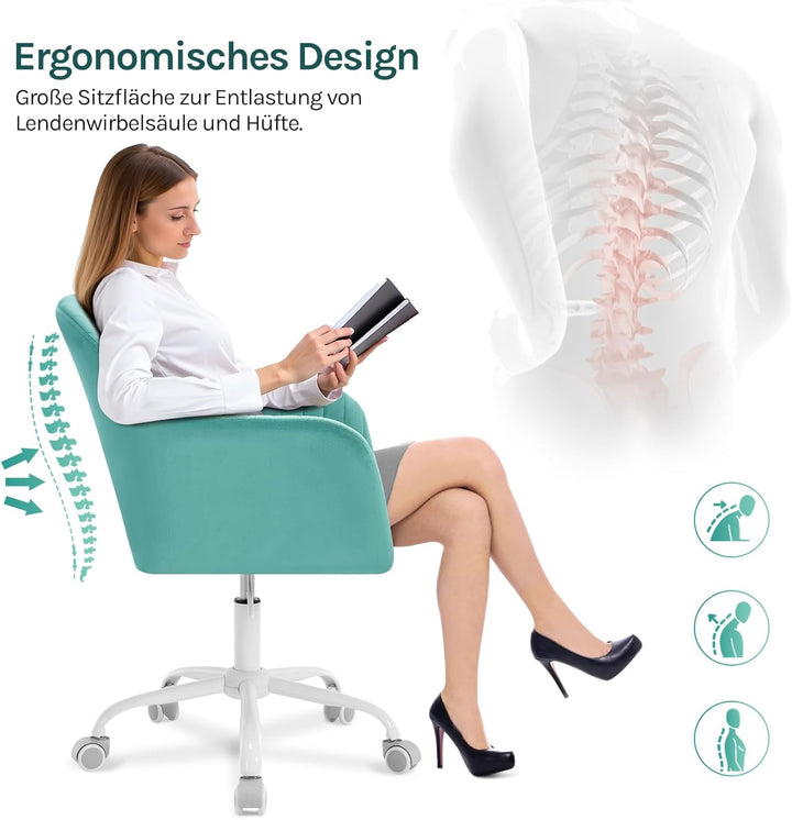 WOLTU Schreibtischstuhl, Bürostuhl ergonomisch, Homeoffice Stuhl höhenverstellbar, Schminkstuhl mit