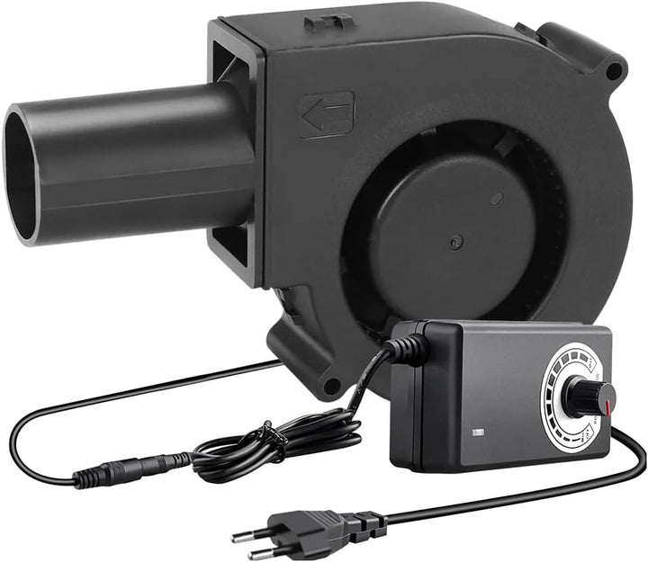 NAVESO Radiallüfter 12V, Gebläse Lüfter 12V mit 220V Drehzahlregler und Luftauslass, 97mm Turbinenge