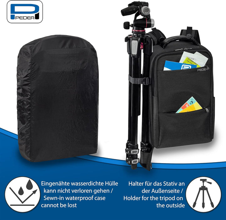 Pedea DSLR-Kamerarucksack *Noble* Fotorucksack für Spiegelreflexkameras mit wasserdichtem Regenschut
