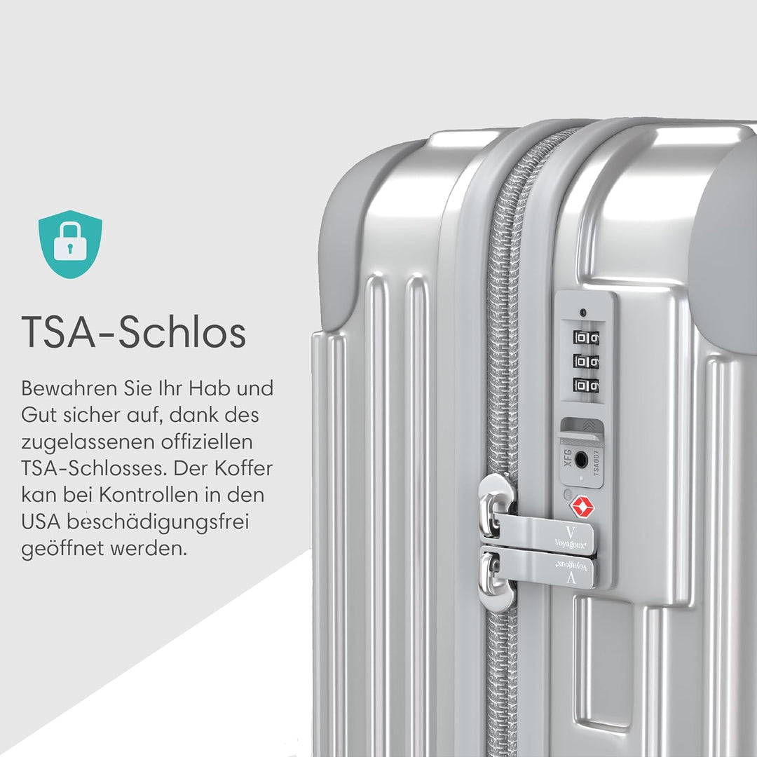 Voyagoux Koffer handgepäck - 72L, Rollkoffer mittelgross, Hartschalenkoffer, TSA-Schloss, ABS, 4X 36