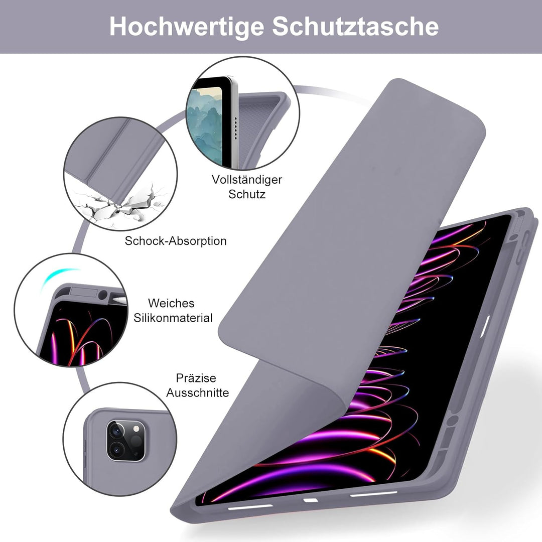 IVEOPPE Hülle mit Tastatur für iPad Pro 12,9 Zoll 6./5./4./3. Generation, Deutsches QWERTZ Layout, M