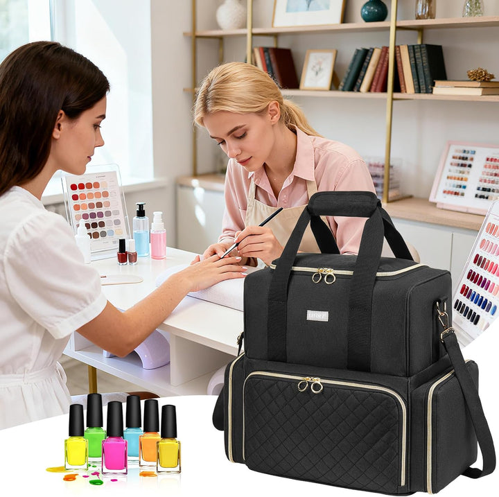 Nagellack Tasche,Doppelschichtige Nagellack Aufbewahrung Organizer Tasche für 80 Flaschen (15 ml) un