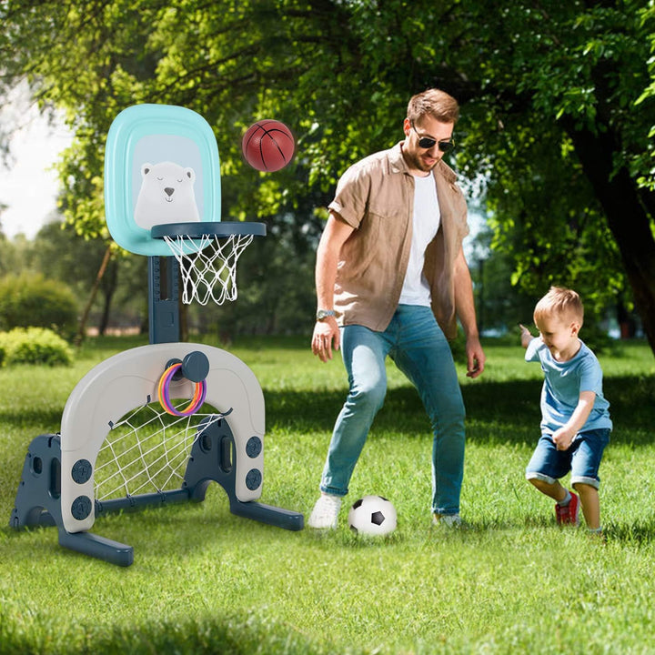 Hello-5ive Basketballkorb-Set, 3-in-1-Kinder-Basketballkorb-Ständer, einfache Punktzahl, verstellbar