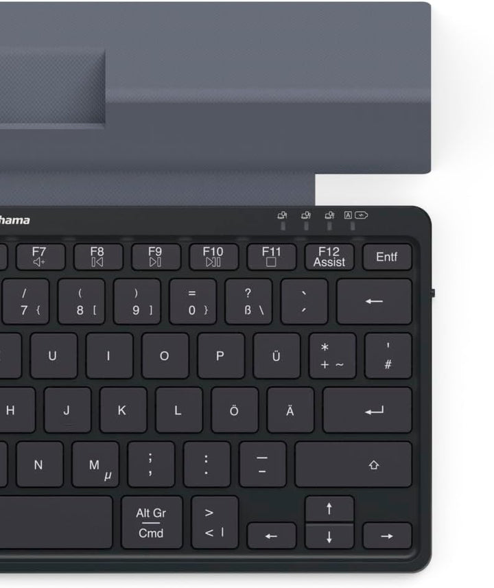 Hama Multi-Device-Tastatur Travel 600", Hülle, Bluetooth®, klein, kabellose Tastatur QWERTZ DE, schw