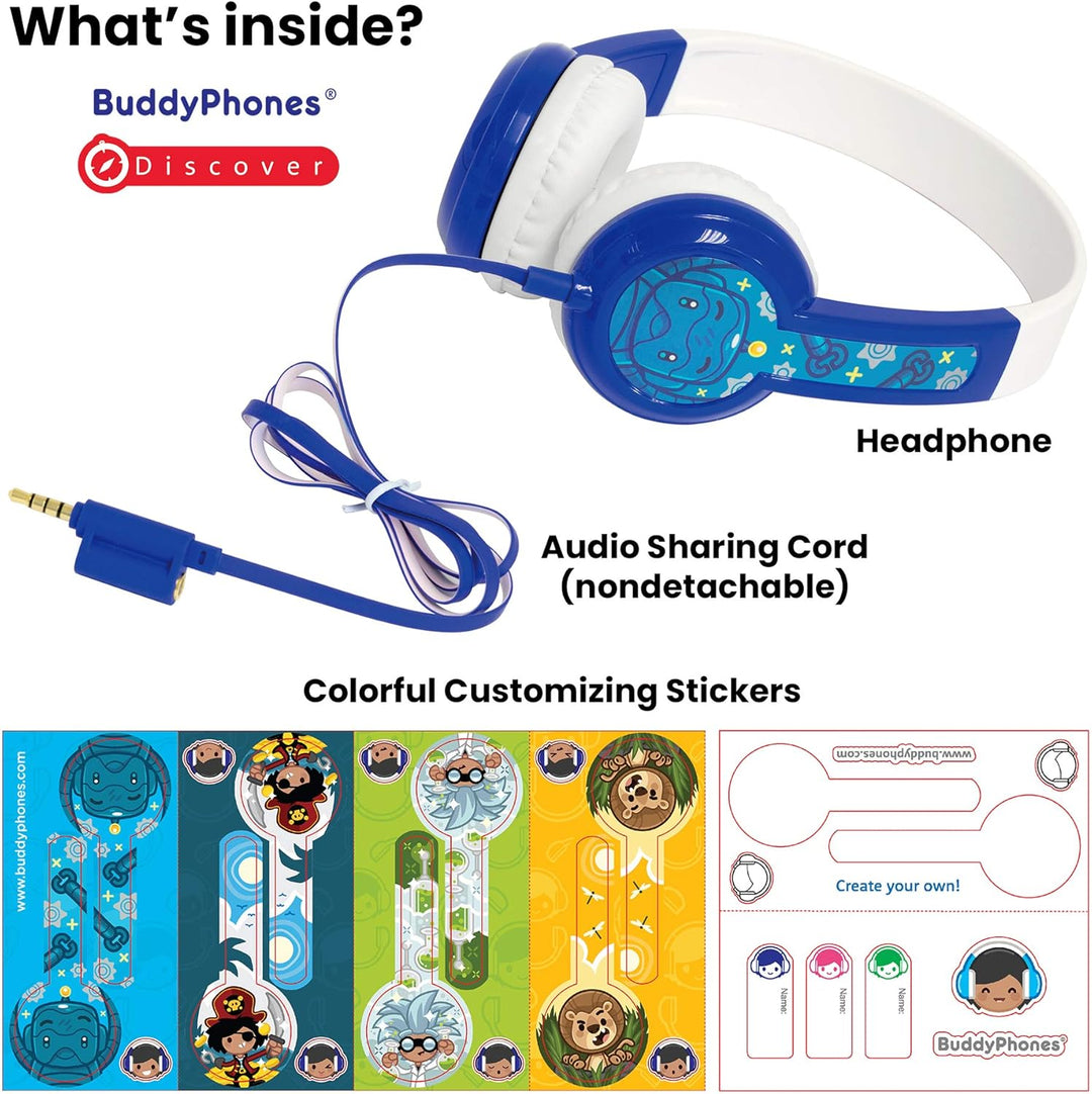 ONANOFF Buddyphones Discover Volume Limiting Kids Headphones In-Ear Durable, Comfortable,& Customiza