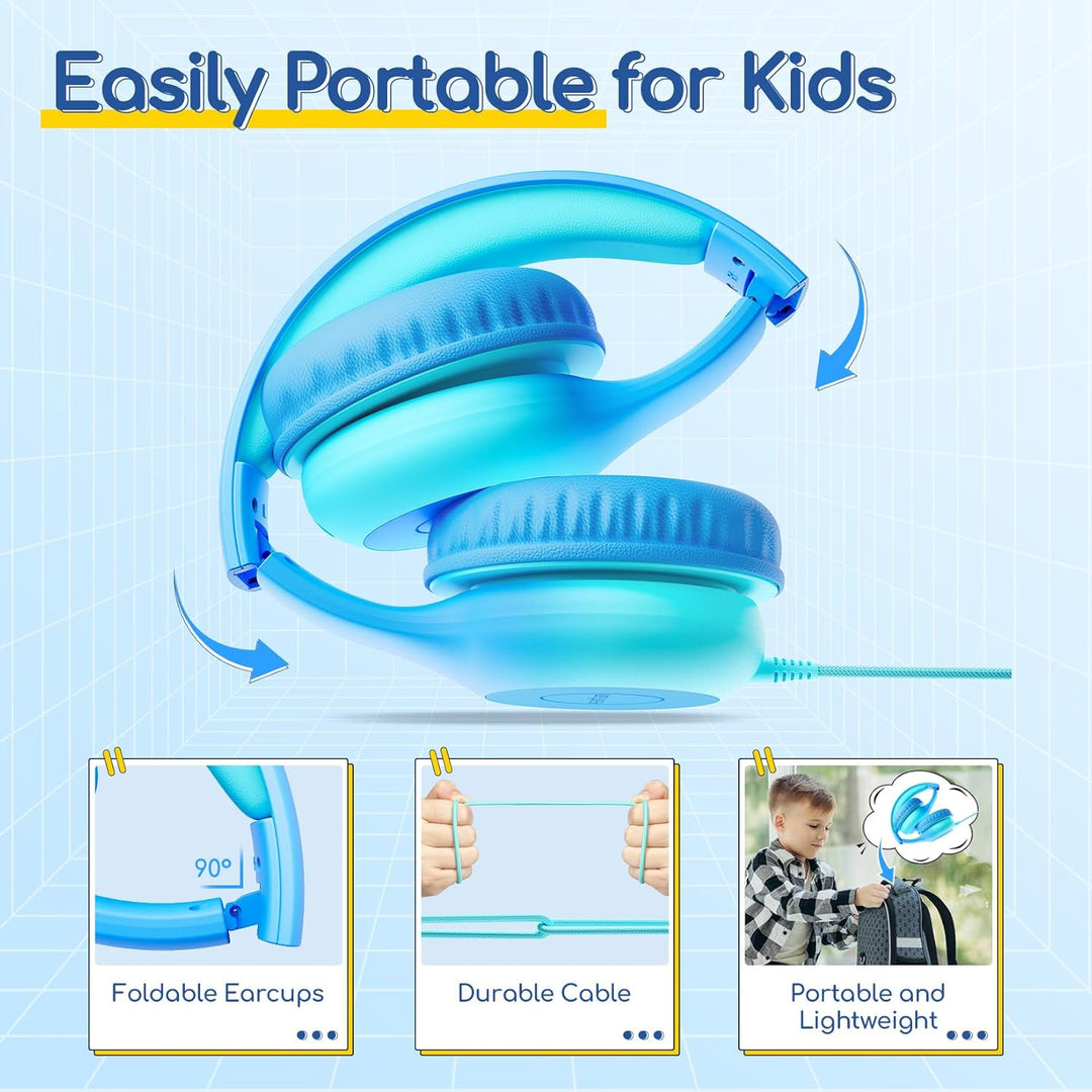 EarFun Kinder Kopfhörer, Kopfhörer Kinder USB C, 85/94dB Lautstärkenbegrenzer, HiFi Klang, faltbar,