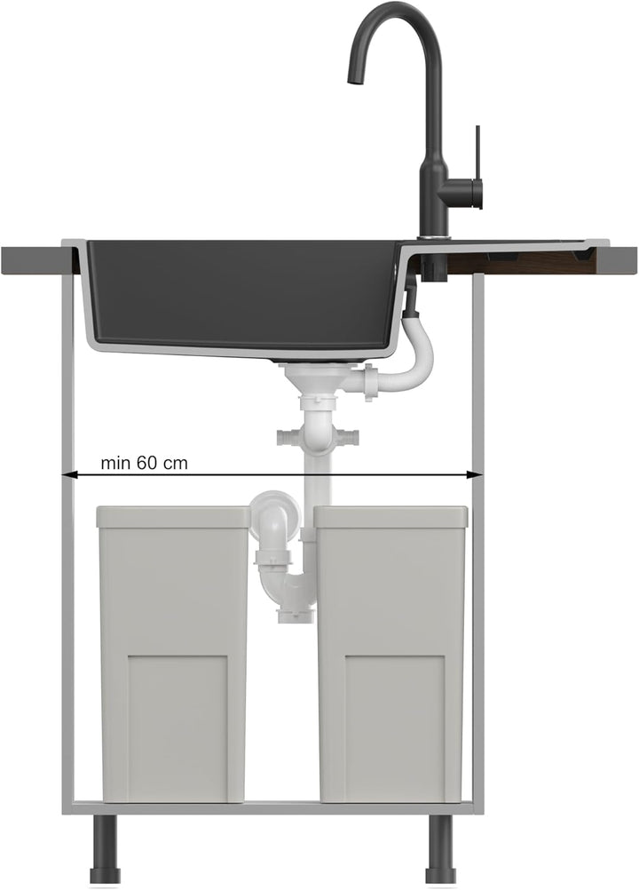 QUADRON | CHRISTIAN 136 XL | Granitspüle | 1-Kammer-Einbau | Masse: 78 x 45 x 18,5 cm | Schrankunter
