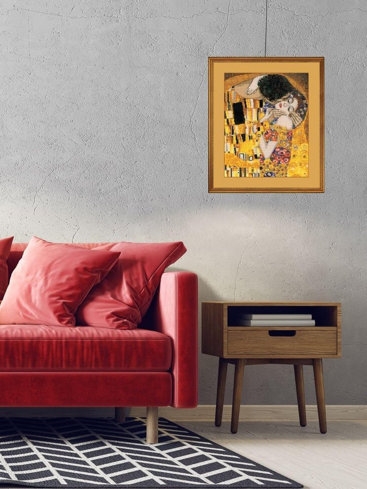 Riolis Stickpackung - The Kiss by Klimt, Weiss, Mittel
