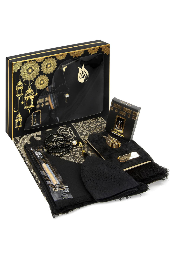 ihvan online Gebets Geschenkbox für Hajj und Umrah, Deluxe -Set für Ramadan & Eid Gift, Black/Set 3