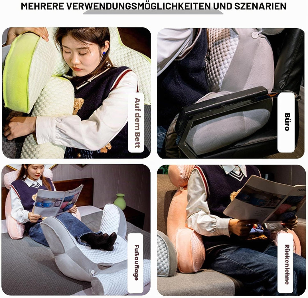 Rückenkissen für Bett und Sofa mit Armlehnen Ergonomisches Lesekissen Erwachsene Atmungsaktives Lese