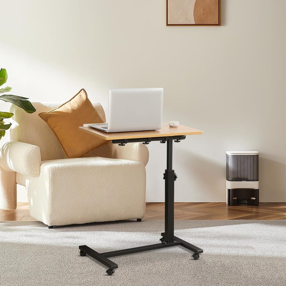 Betttisch mit Rollen, Tisch für Bett, Laptop, Esstisch, Sofa, Bremsen auf beiden Hinterrädern, Bettt