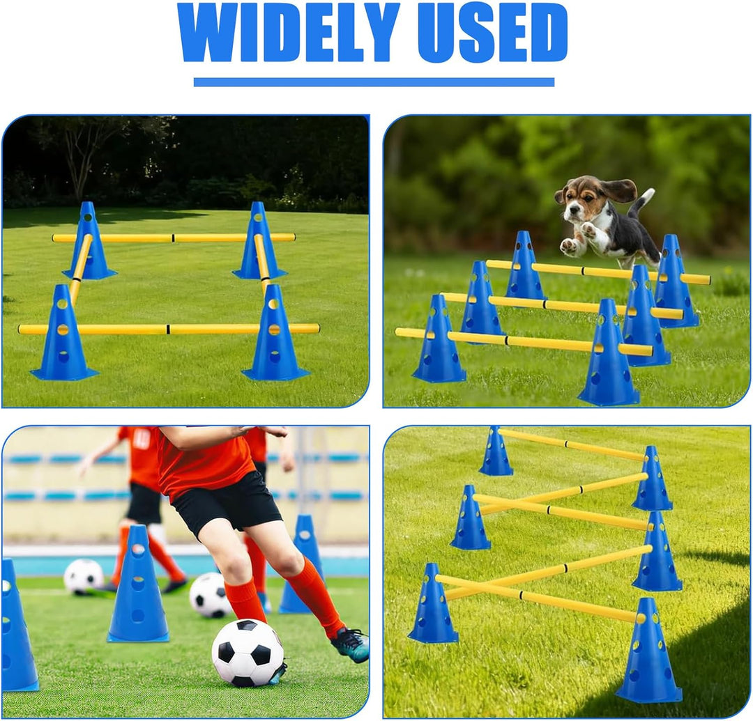 Agility Set Hunde – 10 Kegel + 5 Stangen, 23 cm Höhe, Cavaletti Hund für Koordinationstraining, Hund