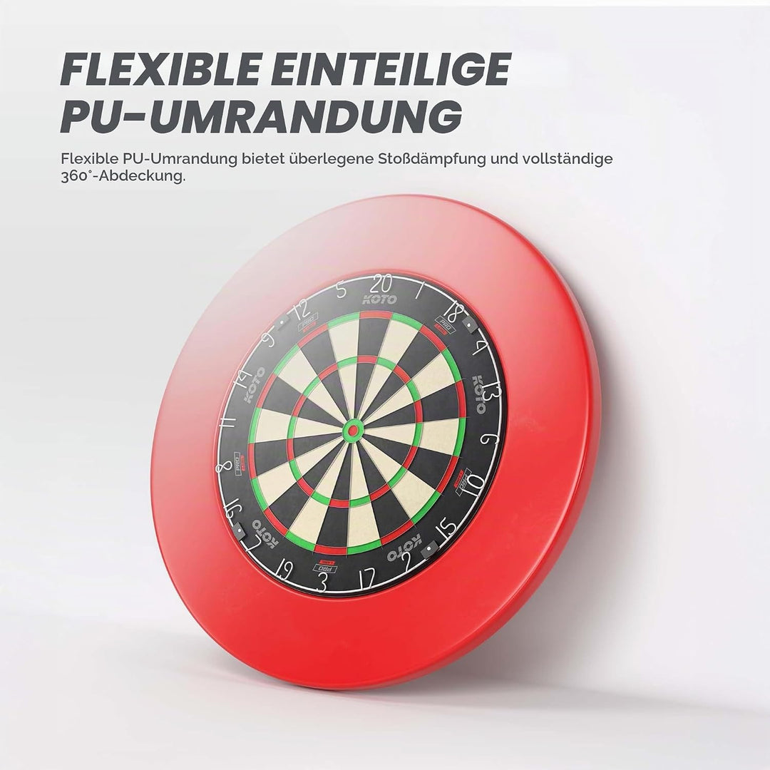 KOTO - King Pro + Dartbord Surround Rot, Hochwertiger Dart Surround für alle Dartscheiben, Dart Auff
