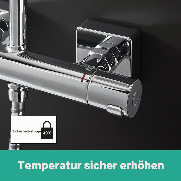 hansgrohe Vernis Shape - Duschsystem mit Thermostat, Regendusche (230 x 170 mm) mit Armatur, Handbra