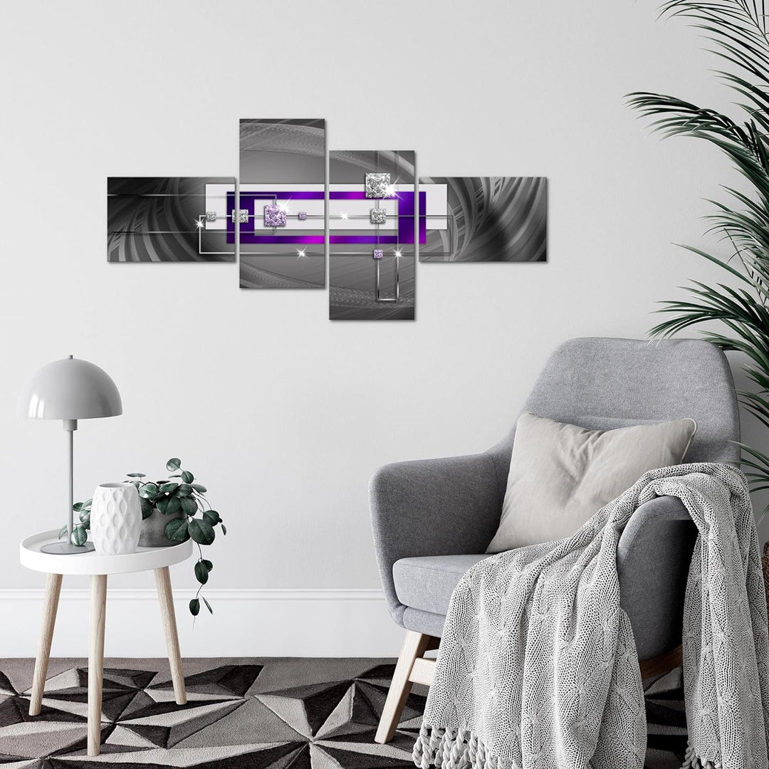 Runa Art Bild Modern Abstrakt - Made in Germany - Wandbilder Diamant Lila Grau 4 Teilig 020942c B 10