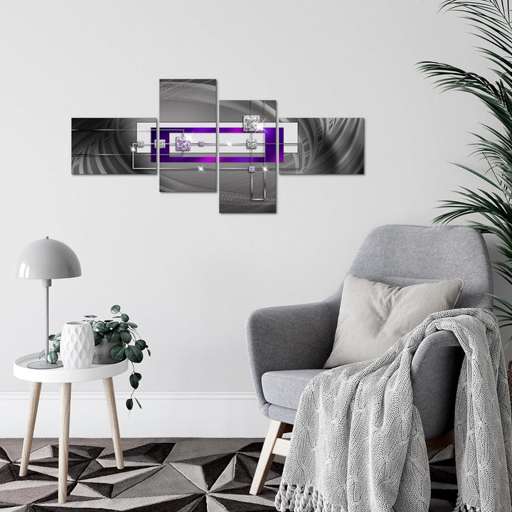Runa Art Bild Modern Abstrakt - Made in Germany - Wandbilder Diamant Lila Grau 4 Teilig 020942c B 10